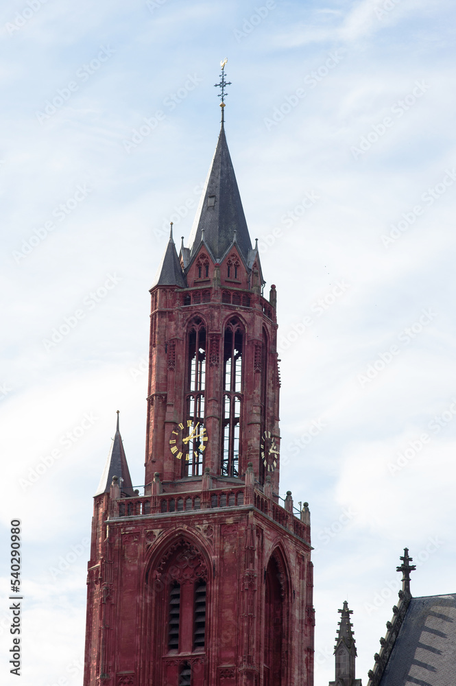 Red tower of the church of Saint John in Maastricht in the Netherlands