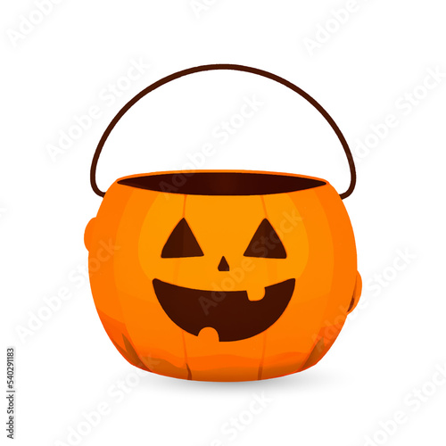 Jack'O pumpkin basket to collect candy on Halloween day,  Concept for Halloween holiday.