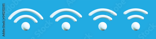 3d wifi icon set. Symbol of internet wireless mobile hotspot. Wi fi web network sygnal area