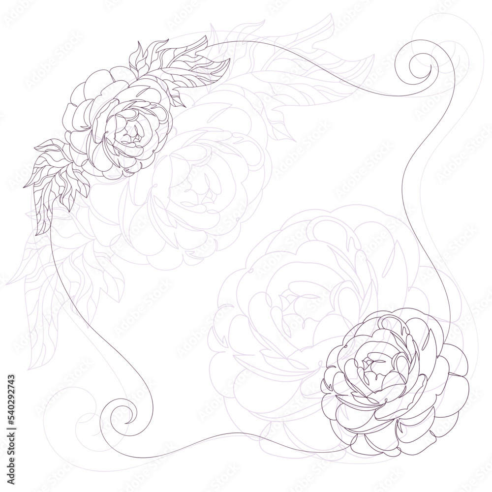 Vector floral frame line art illustration
