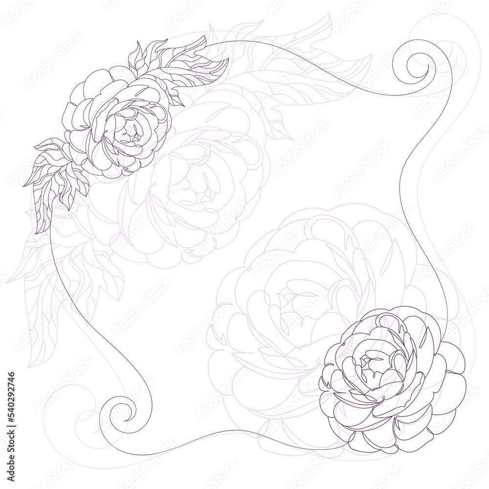 floral frame line art illustration