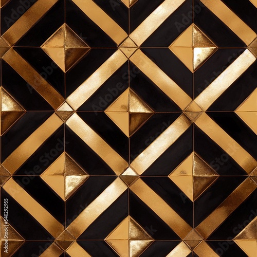 Luxury gold and black tile seamless pattern