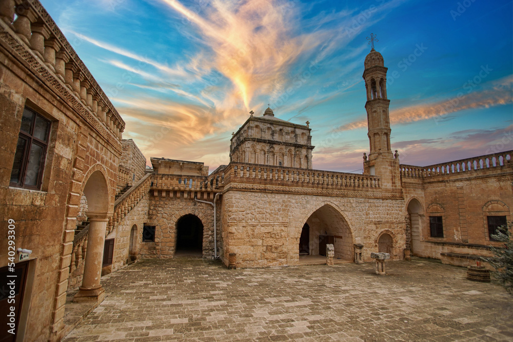 Mardin Turkey, view from the courtyard of the monastery of the Virgin Mary