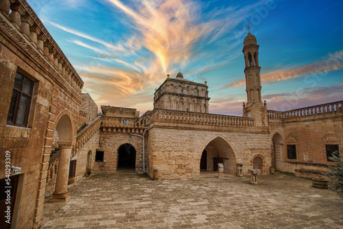 Mardin Turkey, view from the courtyard of the monastery of the Virgin Mary
