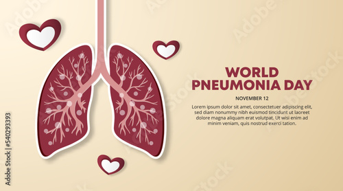 World pneumonia day background with a lung and gradient color