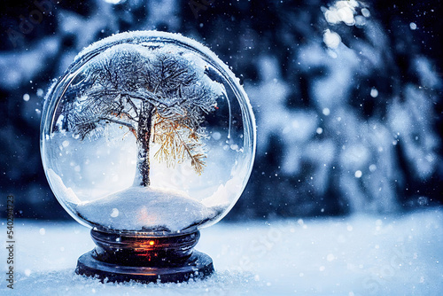 Wallpaper Mural Glas Schneekugel mit weihnachtlichem Aufbau Schnee und Landschaft Digital Art Torontodigital.ca