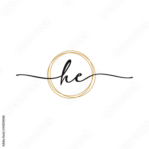 Letter H E Initial Beauty Logo Template