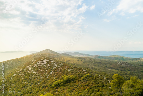 Fototapeta Naklejka Na Ścianę i Meble -  Croatian island sea view with mountains