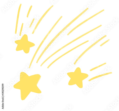 Yellow bright star doodle freehand sketch drawing shape form abstrct element of night sky shining art