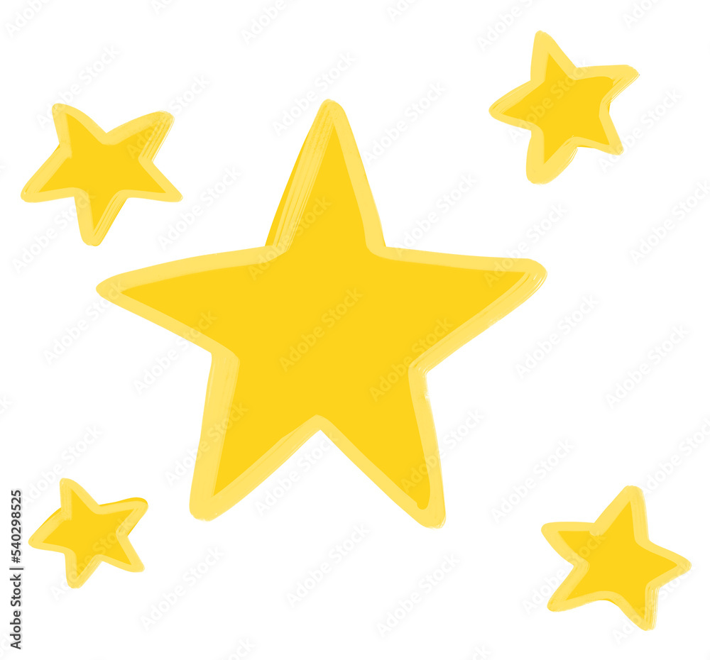 Obraz premium Yellow bright star doodle freehand sketch drawing shape form abstrct element of night sky shining art