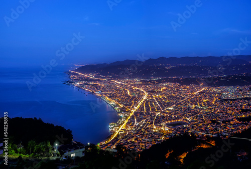view of the city, view of ordu city from gray hill at night