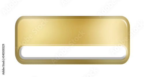 Gold, white rectangle texture click web 3d button stamp, golden elegant shiny metallic certificate sign