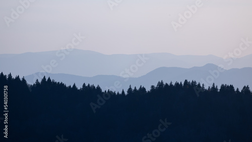 Fototapeta Naklejka Na Ścianę i Meble -  Mountain Ridges at Dusk in the Blue Ridge Mountains of Western North Carolina