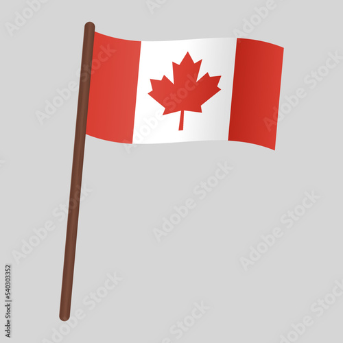 Canada country flag. Flag on the flagpole. vector illustration