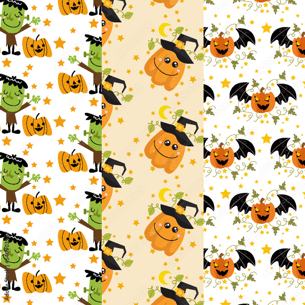 Collection of halloween patterns suitable for wallpaper Collection of halloween patterns suitable for wallpaper