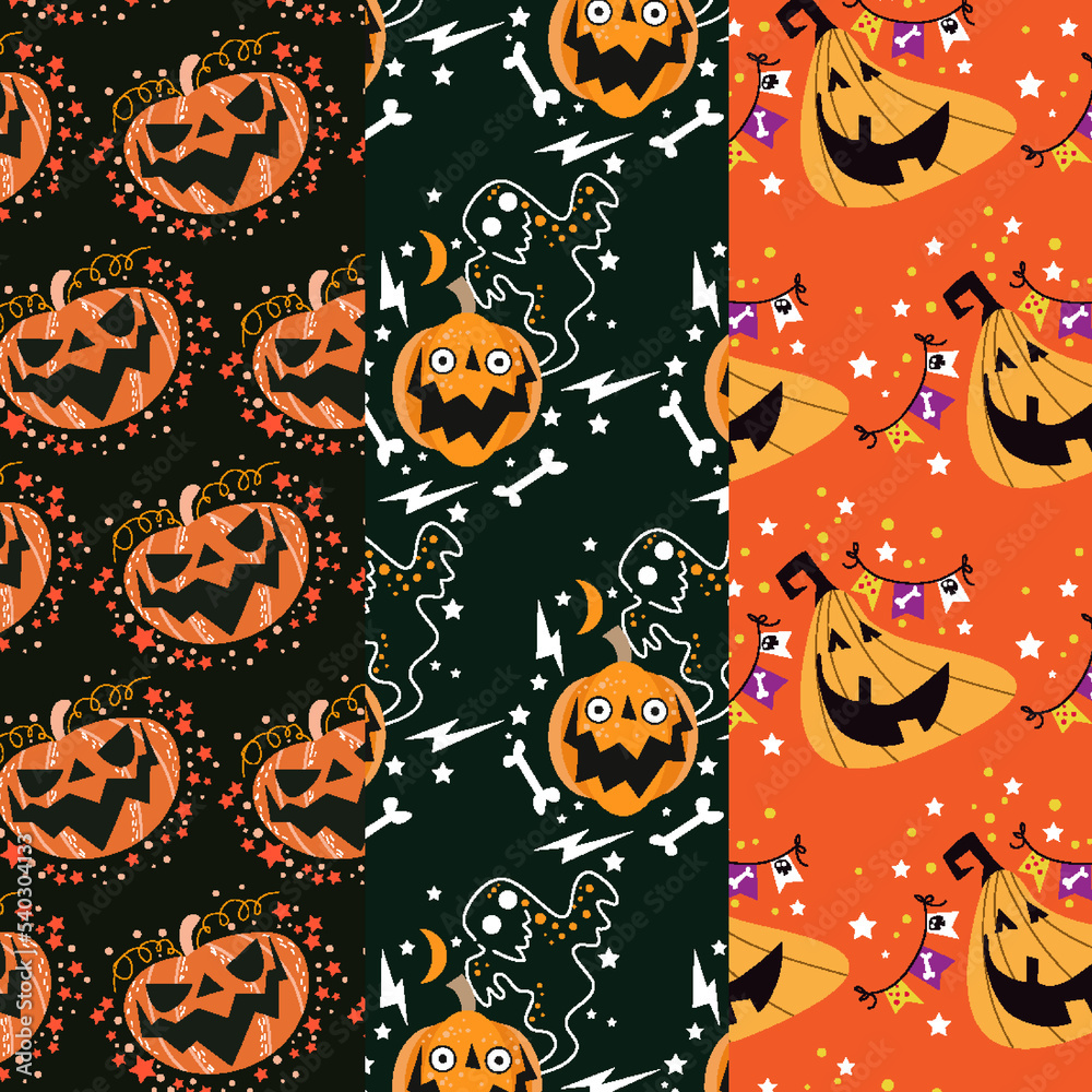 Collection of halloween patterns suitable for wallpaper Collection of halloween patterns suitable for wallpaper