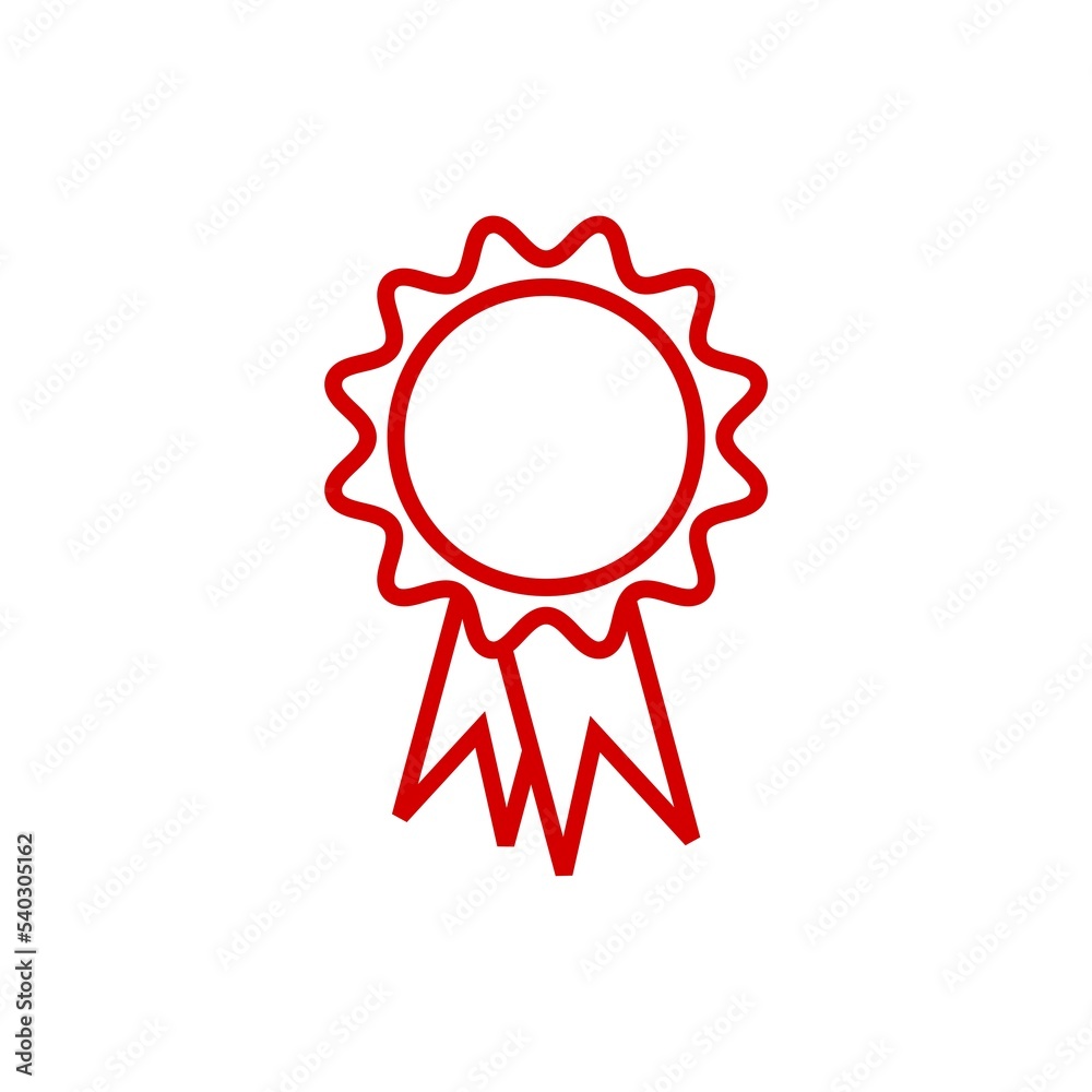 Red line Military reward medal icon isolated on white background