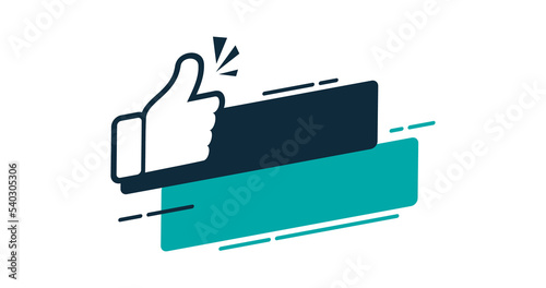 thumbs up blue square banner with text blank space