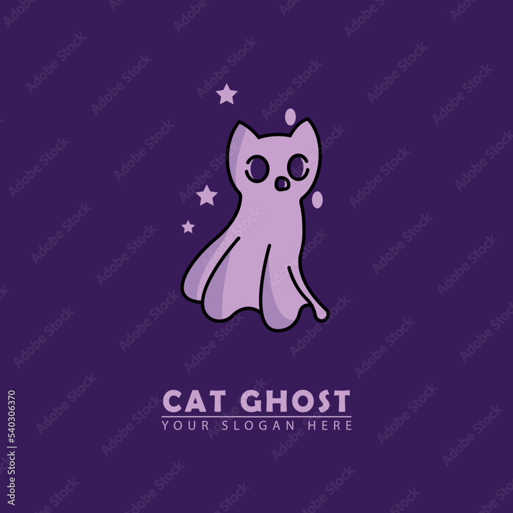 cute cat ghost mascot logo vector icon cute cat ghost mascot logo vector icon