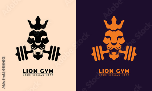 lion king gym face icon vector logo