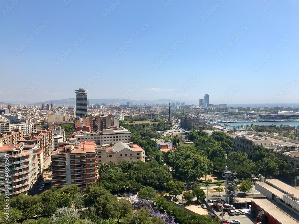 Barcelona, Spain, June 2019 - A view of a city