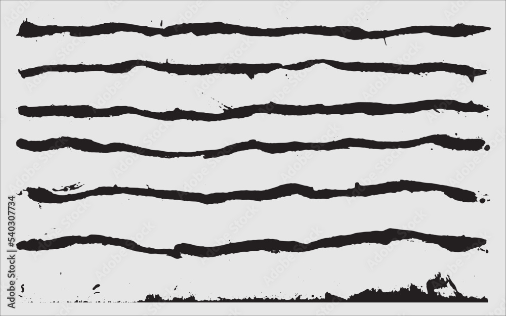 Set of vector wax crayon and brush strokes isolated on white background, Vector hand painting brush texture design elements