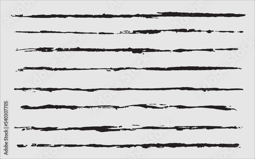 Set of vector wax crayon and brush strokes isolated on white background, Vector hand painting brush texture design elements