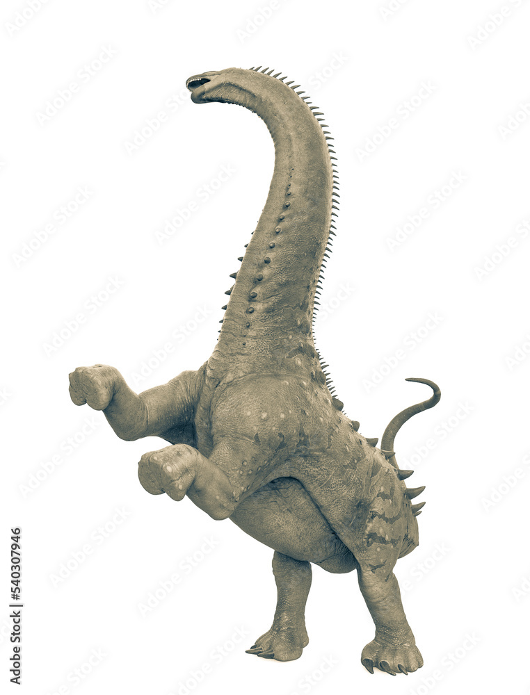 alamosaurus is angy in white background