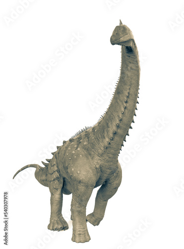alamosaurus is walking in white background