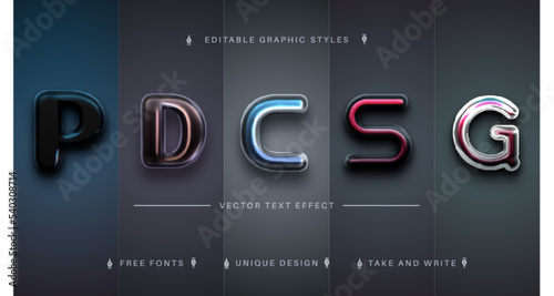 Set 5 Plastic Editable Text Effects, Font Styles