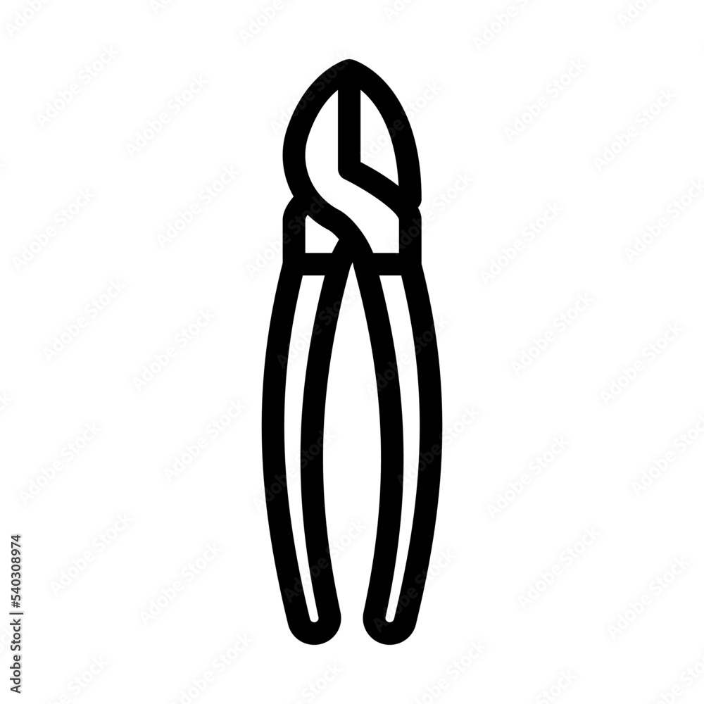 diagonal pliers line icon vector. diagonal pliers sign. isolated contour symbol black illustration