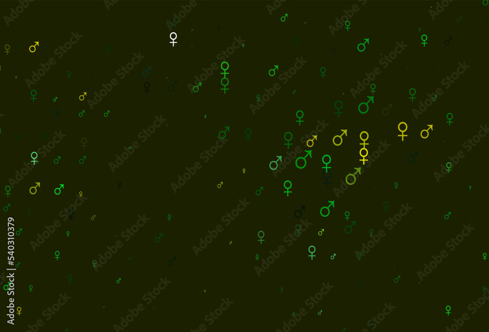 Light green, yellow vector template with man, woman symbols. Light green, yellow vector template with man, woman symbols.