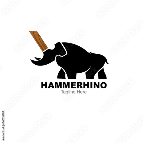 hammer rhino logo design concept
