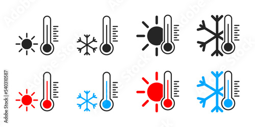 Fototapeta Thermometer icon or temperature symbol or emblem, vector illustration