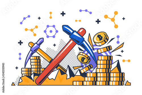 Crypto mining financial business technology vector