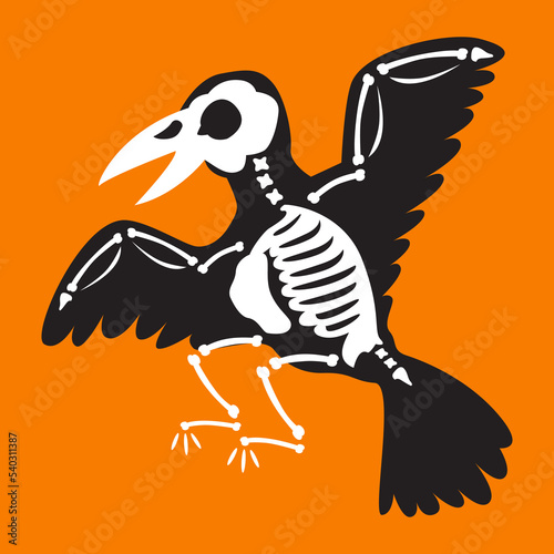 Raven skeleton halloween holiday ornament vector