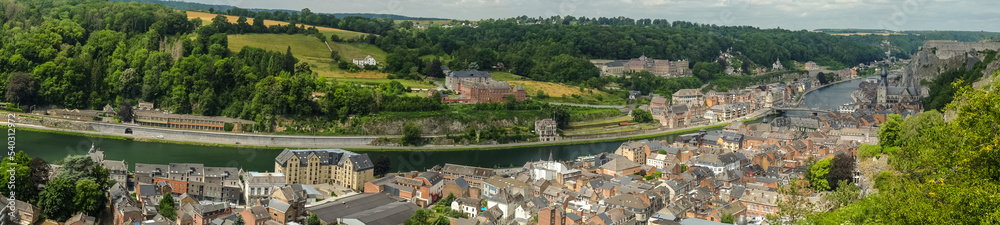 Panoramic photo of Dinant, the river Meuse and the surrounding countryside, Wallonia, Belgium. Panoramic photo of Dinant, the river Meuse and the surrounding countryside, Wallonia, Belgium.