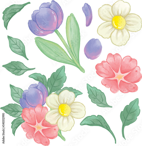 seamless background with cute flowers