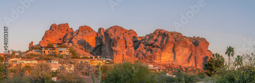 Phoenix, Arizona- Panoramic view of mountainside residential area at Camelback Mountain photo