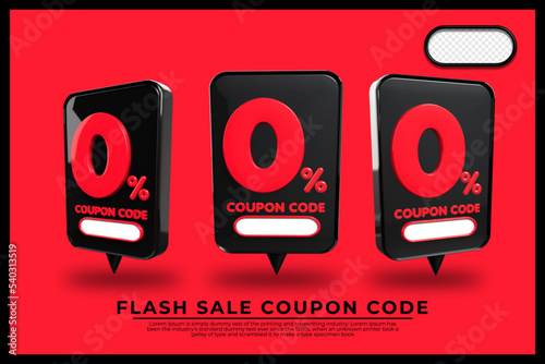 bundle of 3D render down payment  0 % sales price vector black and red color