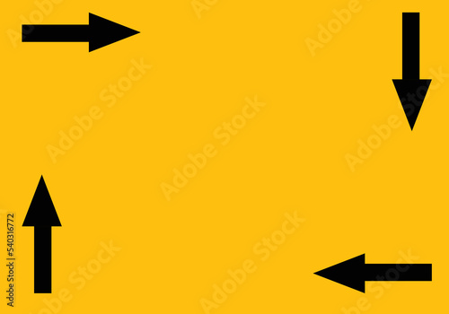 directional arrows on the yellow background