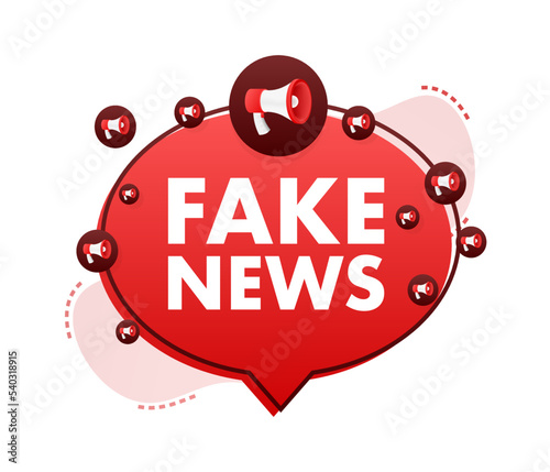 Fake news megaphone, electronic internet fraud. Vector illustration.