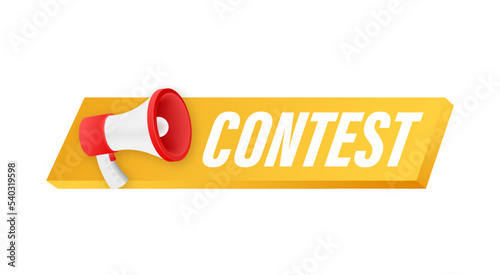 Megaphone with Contest speech bubble. Vector stock illustration.