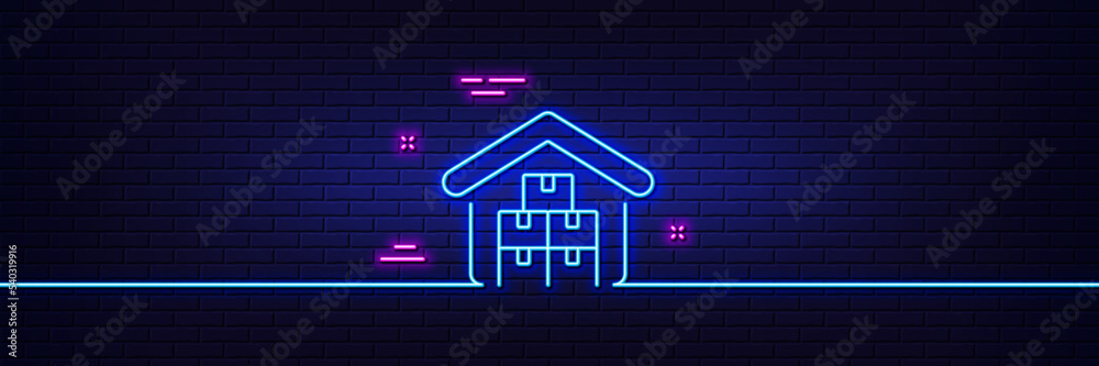 Neon light glow effect. Wholesale goods line icon. Warehouse boxes sign. Logistic inventory storage symbol. 3d line neon glow icon. Brick wall banner. Wholesale goods outline. Vector Neon light glow effect. Wholesale goods line icon. Warehouse boxes sign. Logistic inventory storage symbol. 3d line neon glow icon. Brick wall banner. Wholesale goods outline. Vector