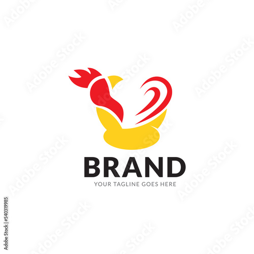 Chicken logo design. Flat style logo vector. Logo for business, food, restaurant.