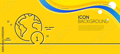 Web information line icon. Abstract yellow background. Internet info sign. Global inform symbol. Minimal internet line icon. Wave banner concept. Vector