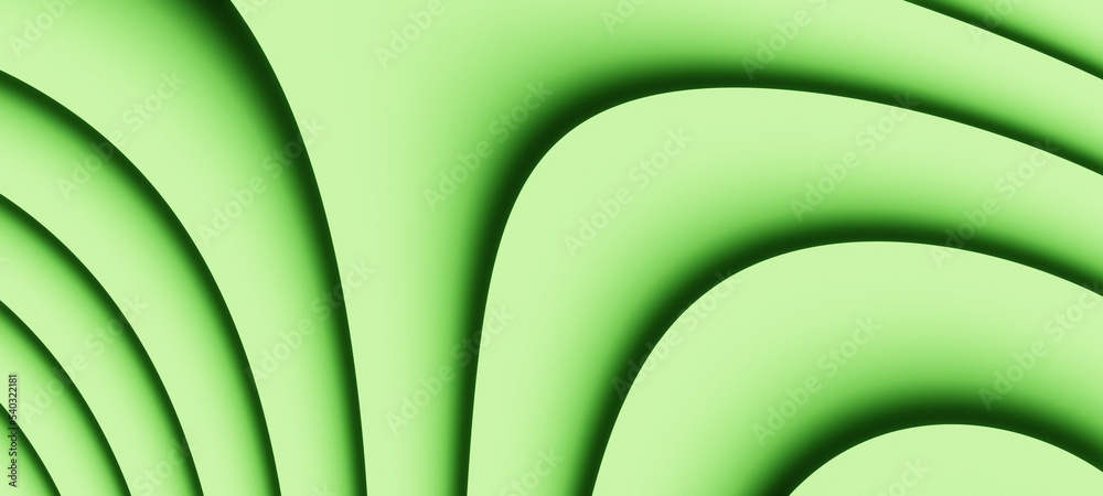 Fototapeta premium Abstract green background with patterns of lines and flowing curves bright gradient illustration with copy space for text lines and curves