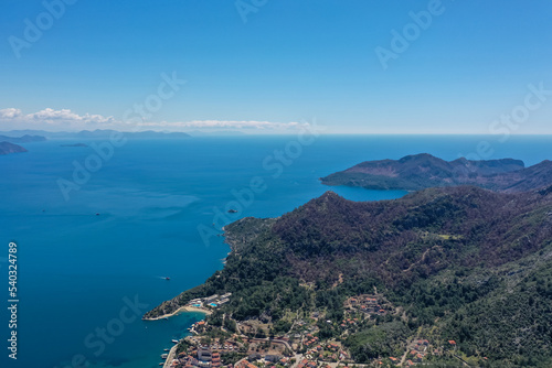 Fototapeta Naklejka Na Ścianę i Meble -  Marmaris Turunc mountains and coasts from top, aerial photography drone view
