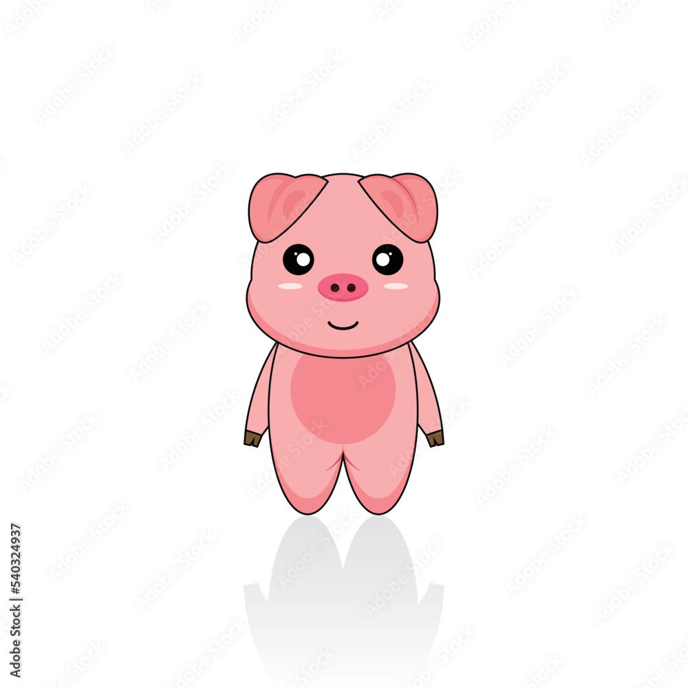 Cute pig isolated vector graphics