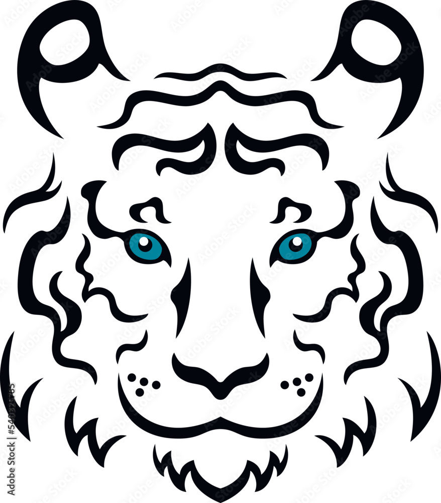 abstract illustration of a tiger tattoo, isolated abstract illustration of a tiger tattoo, isolated